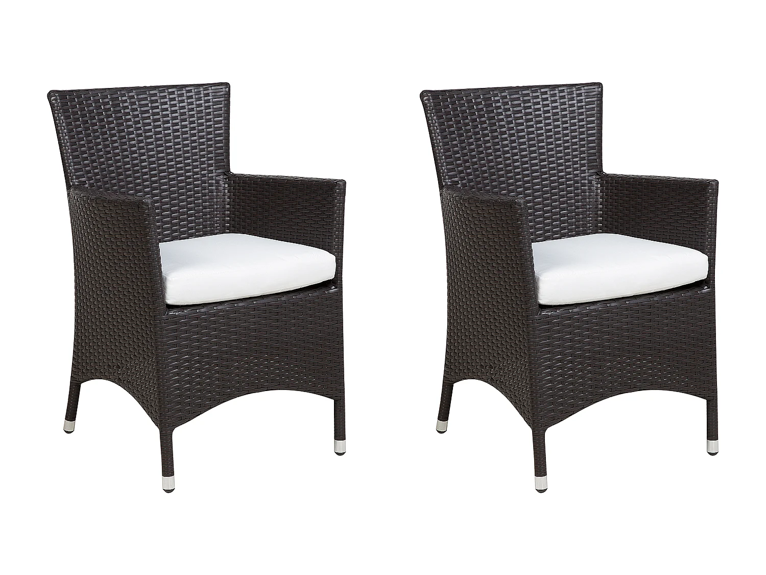 Praktisches Gartenstuhl Set 2er Set Rattan dunkelbraun Auflage weiß Italy