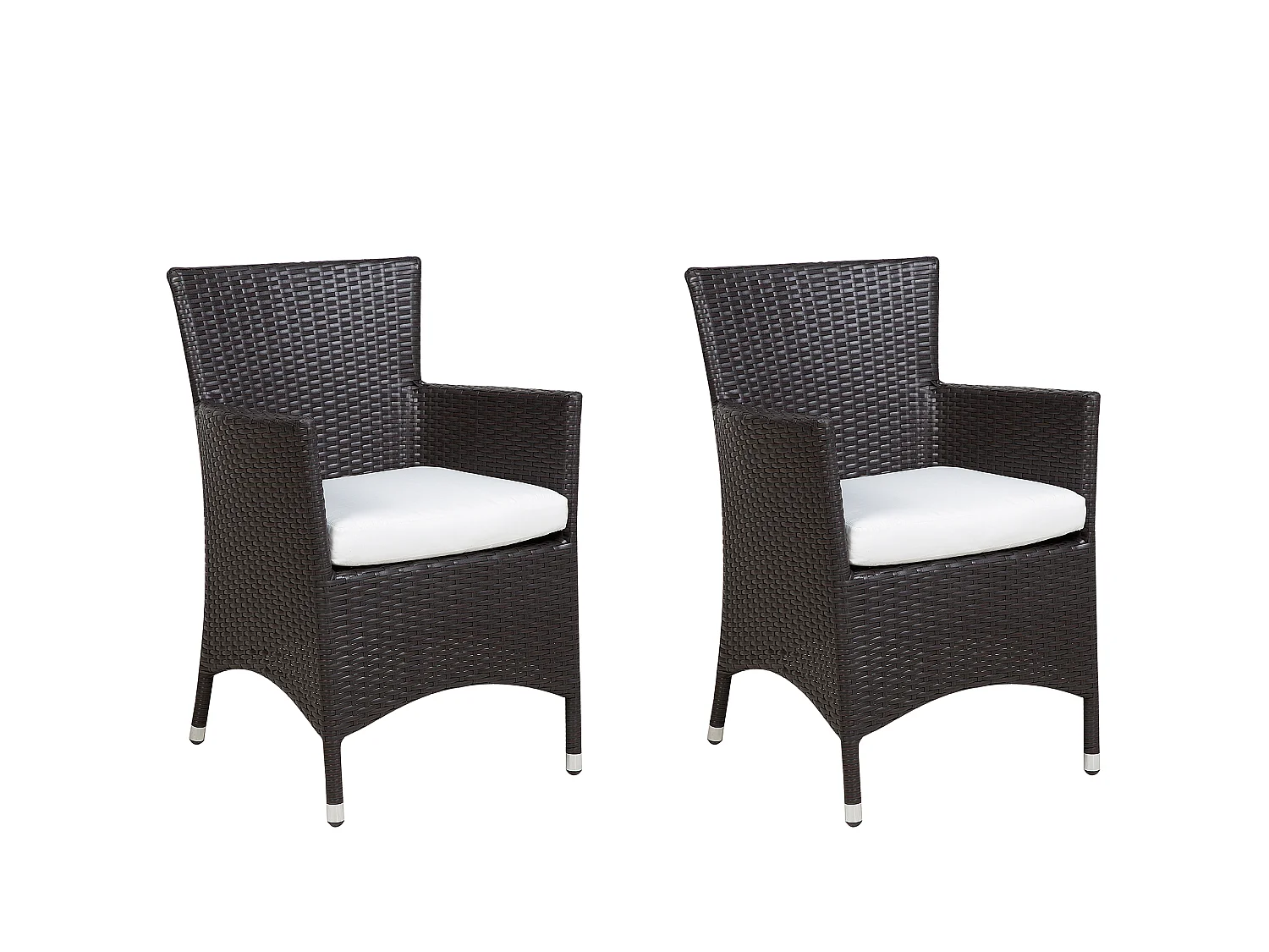 Lot de 2 chaises de jardin avec coussins ITALY Marron foncé