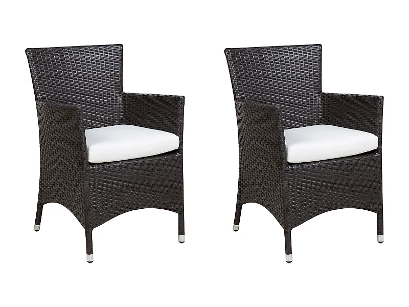 Lot de 2 chaises de jardin avec coussins ITALY Marron foncé