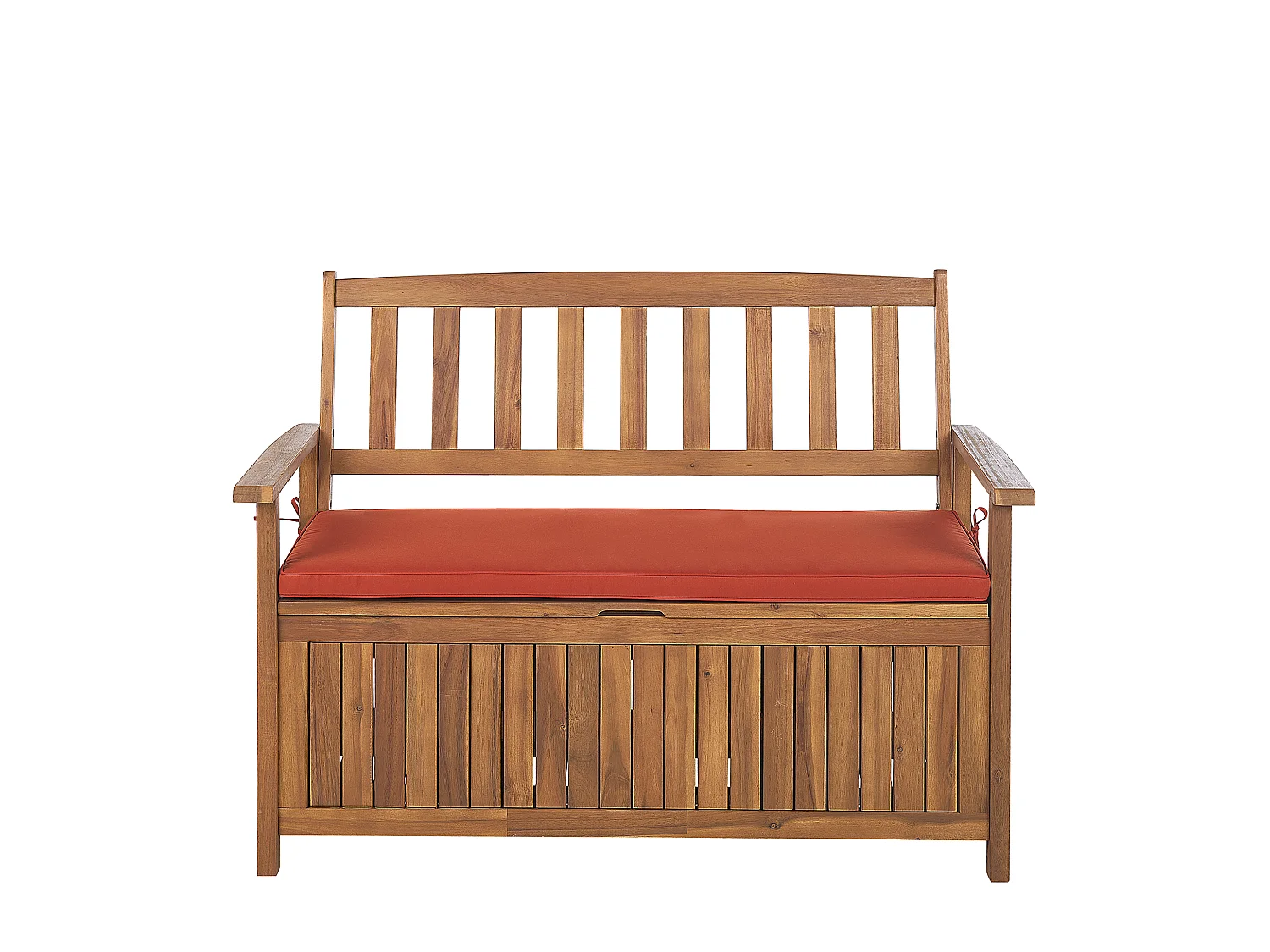 Banco de jardín con cojín SOVANA 120 cm con almacenaje Madera de acacia Rojo