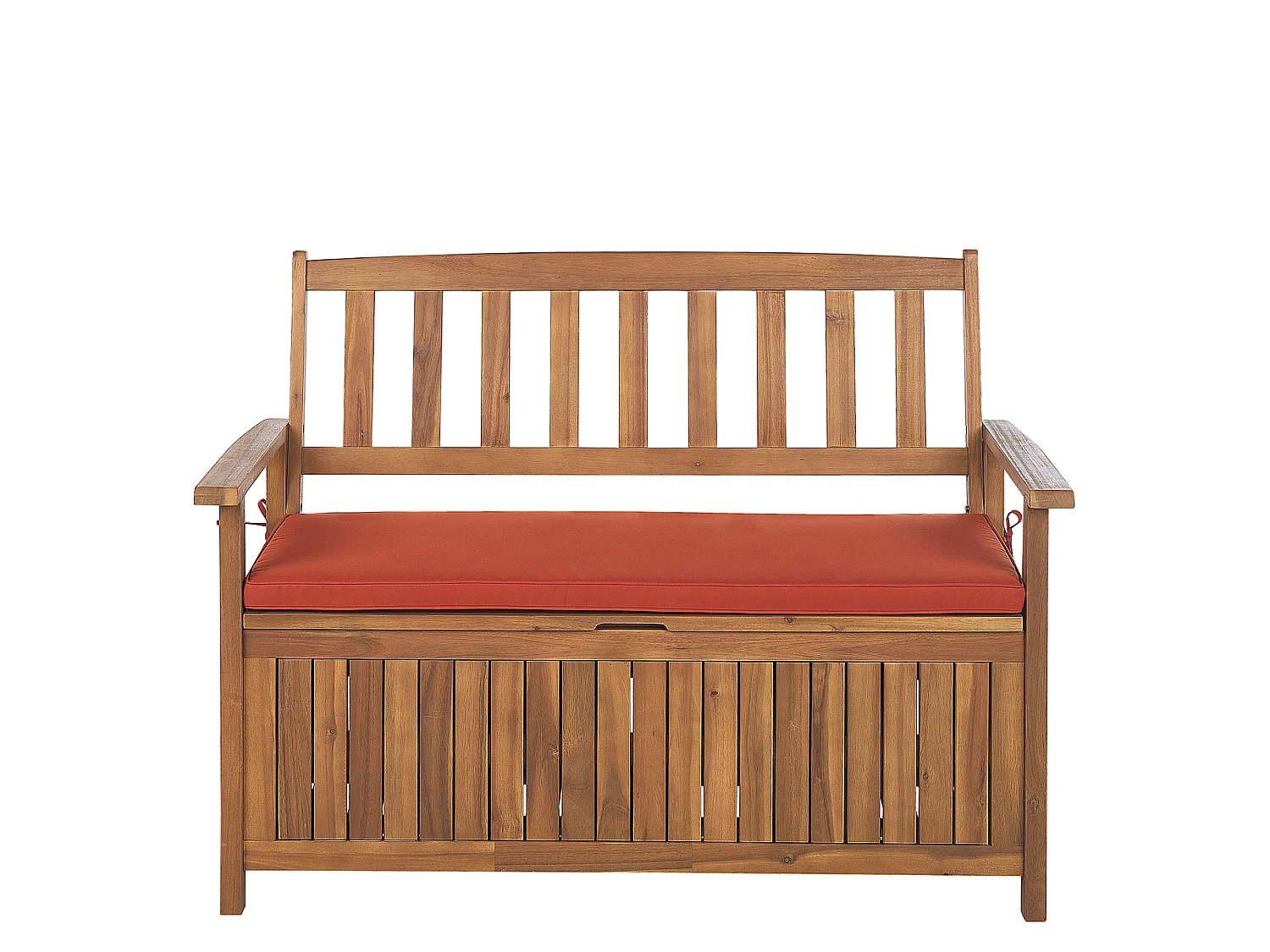 Banc avec coussin d'assise SOVANA 120 cm avec rangement Acacia Rouge