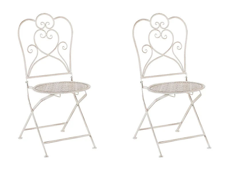 Lot de 2 chaises de jardin TRIESTE Pliant Métal Beige clair