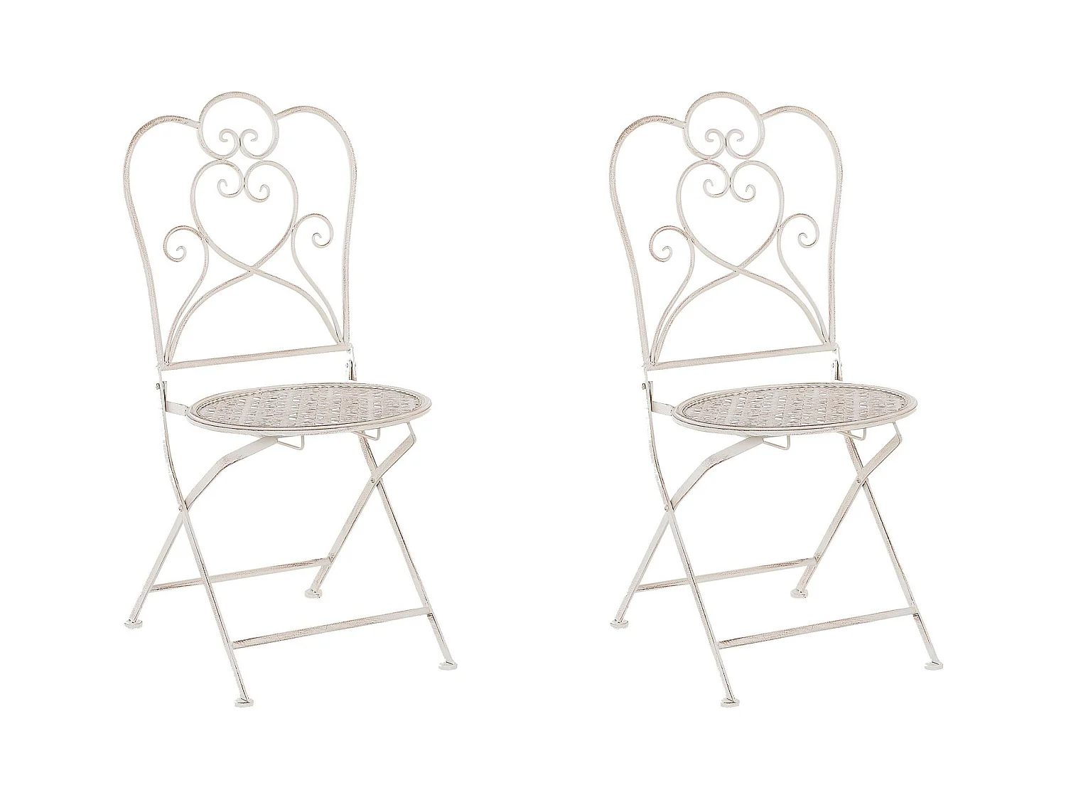 Lot de 2 chaises de jardin TRIESTE Pliant Métal Beige clair