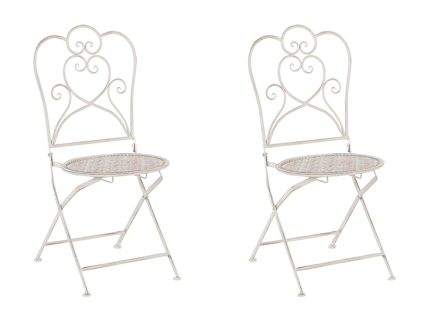 Lot de 2 chaises de jardin TRIESTE Pliant Métal Beige clair