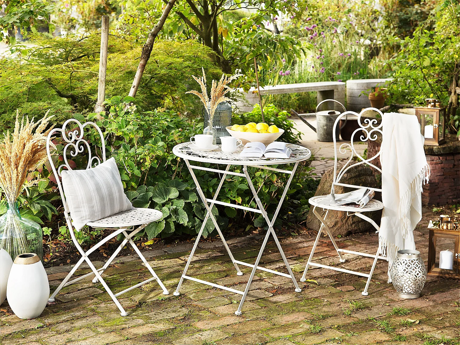 Set van 2 tuinstoelen TRIESTE Inklapbaar Metaal Lichtbeige
