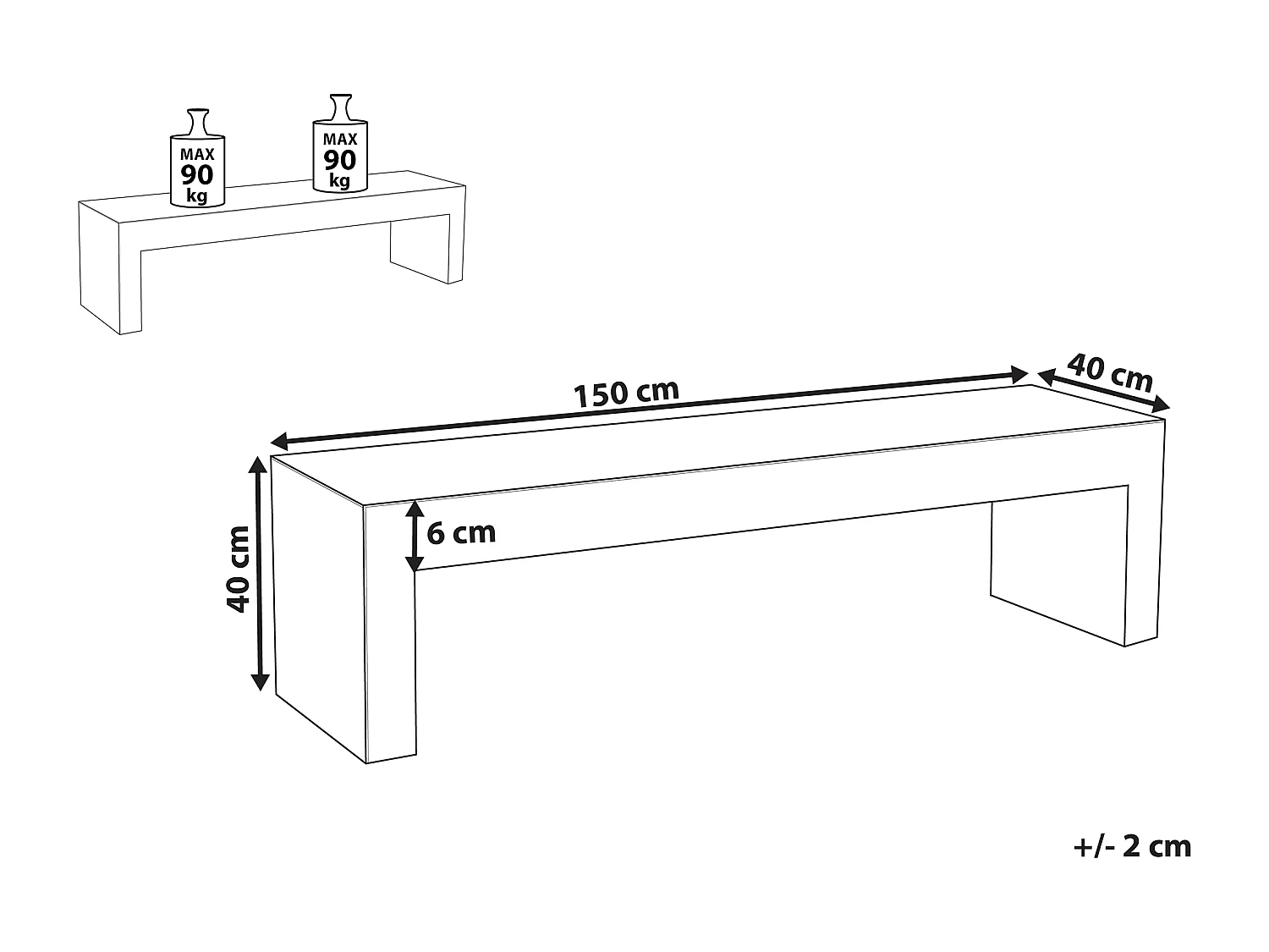 Gartenbank TARANTO 150 cm Beton Grau
