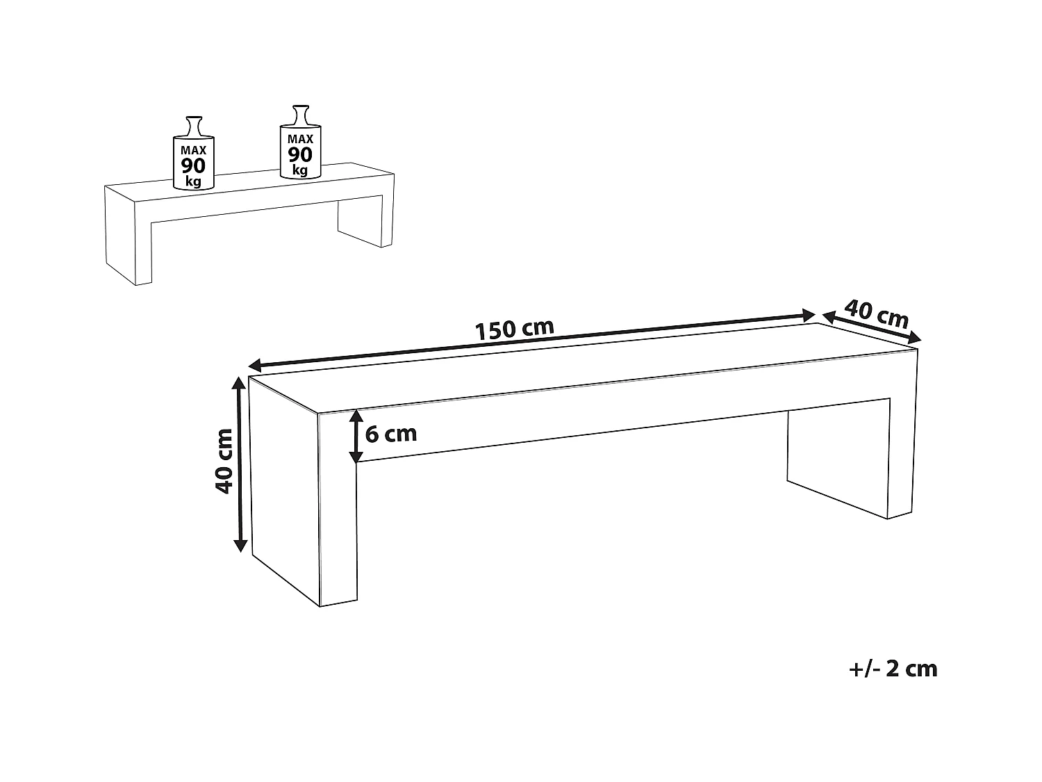 Gartenbank TARANTO 150 cm Beton Grau