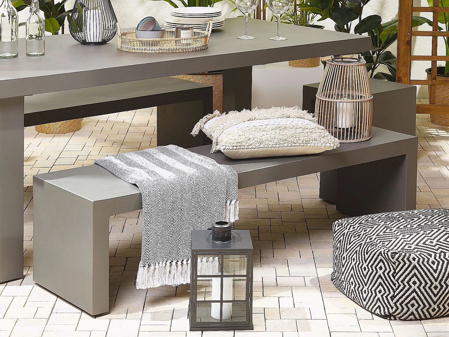 Banc de jardin TARANTO 150 cm Béton Gris