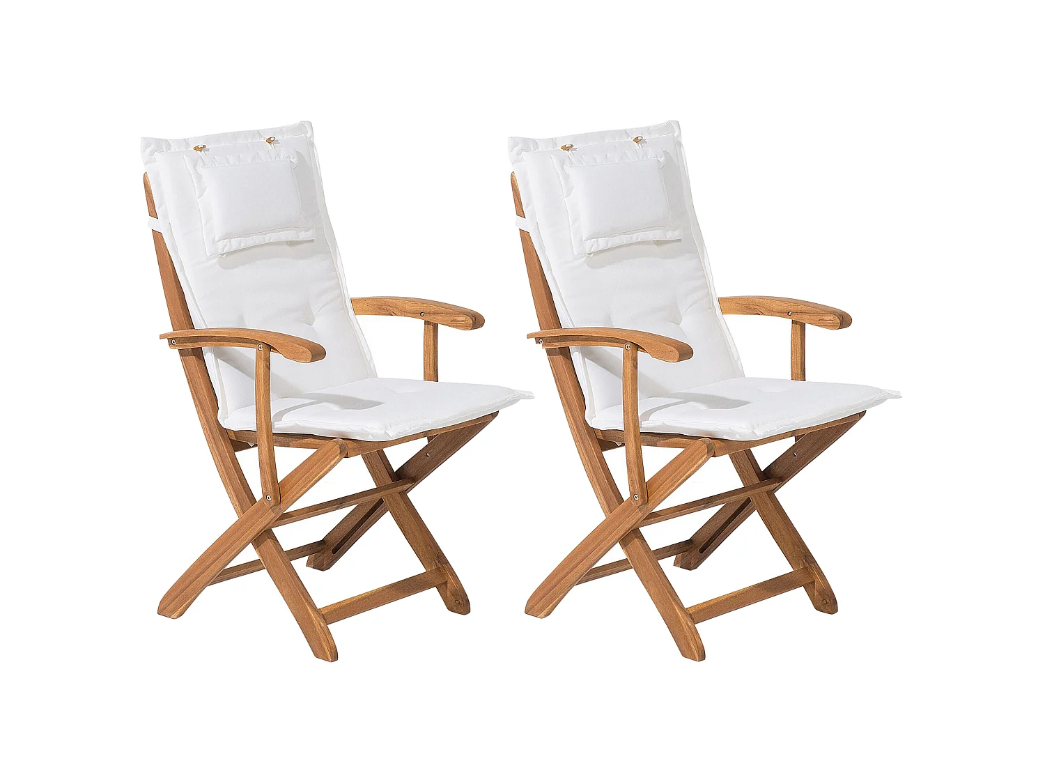 Lot de 2 chaises de jardin avec coussins MAUI Acacia Blanc cassé