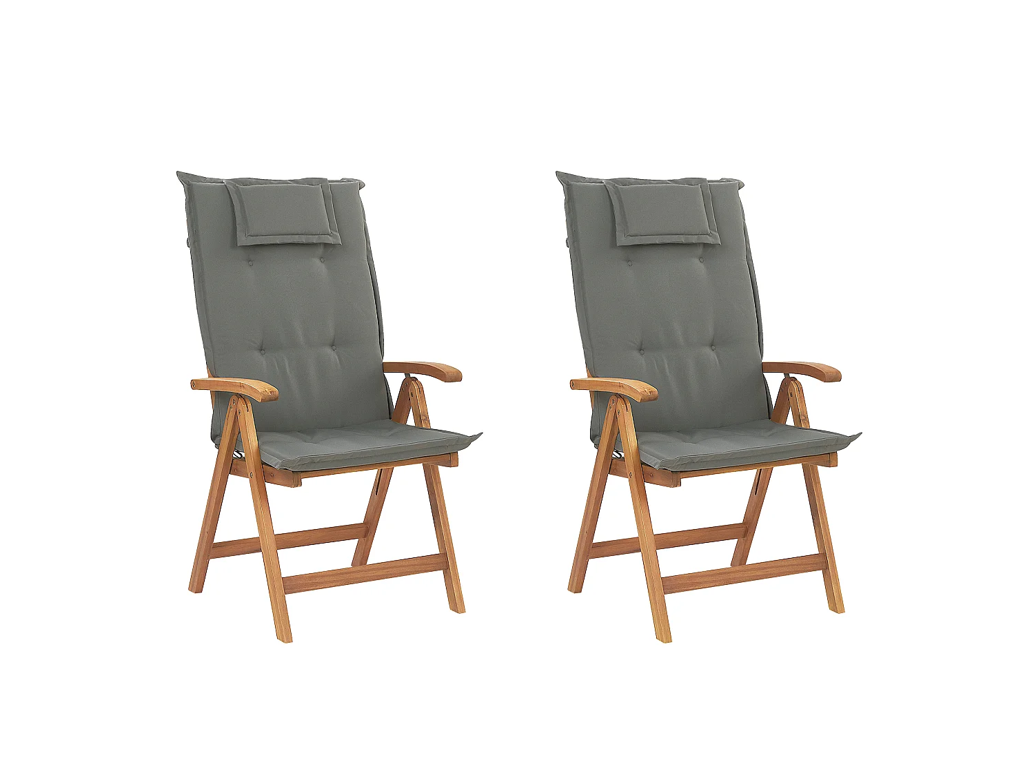 Lot de 2 chaises de jardin avec coussins JAVA Acacia Gris graphite