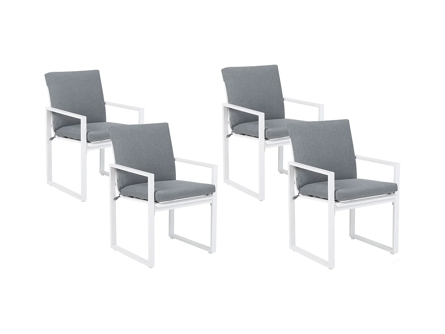 Lot de 4 chaises de jardin avec coussins PANCOLE Tissu Gris