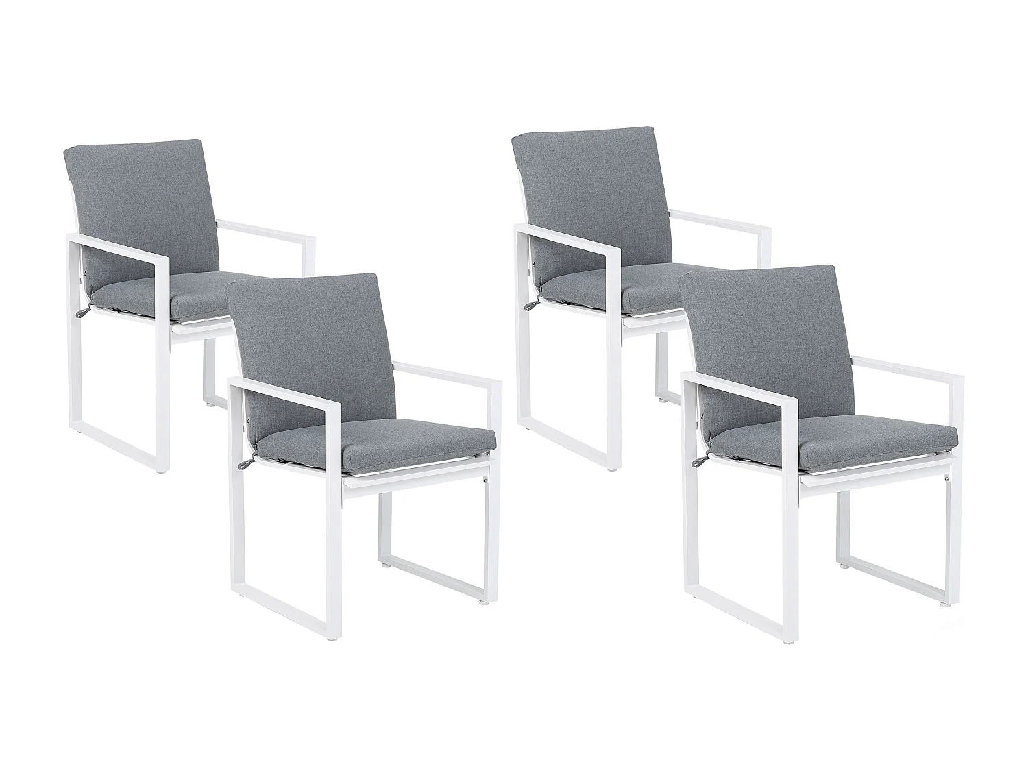 Lot de 4 chaises de jardin avec coussins PANCOLE Tissu Gris