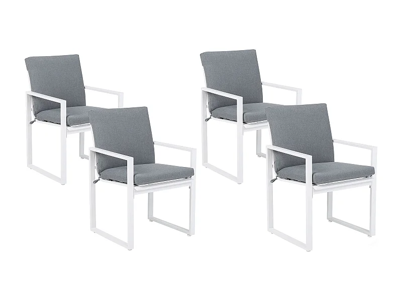 Set mit 4 Stühlen und Sitzkissen PANCOLE Stoff Grau
