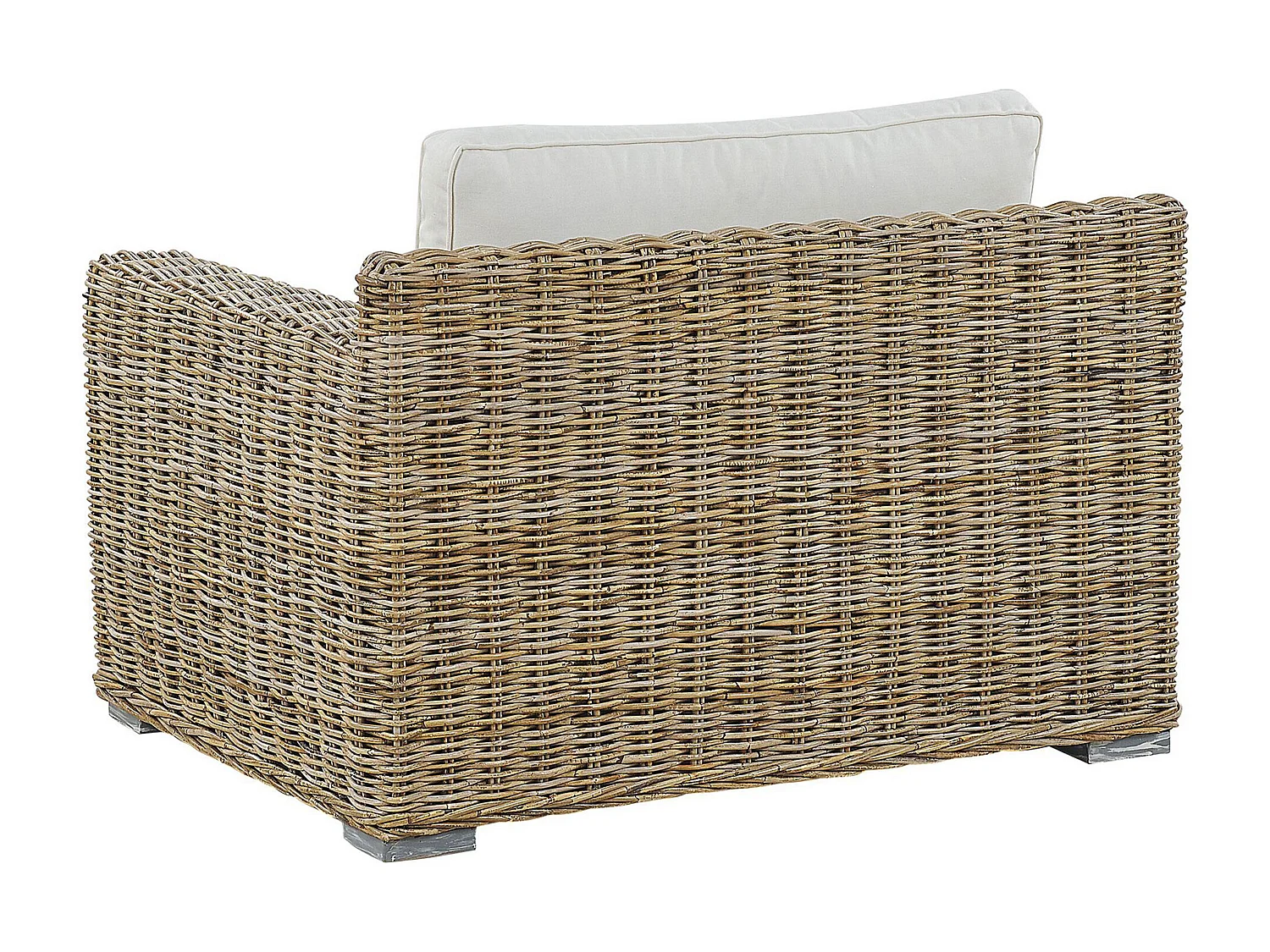 Praktischer Gartensessel aus Rattan in Hellbraun Auflagen in Cremeweiß Ardea