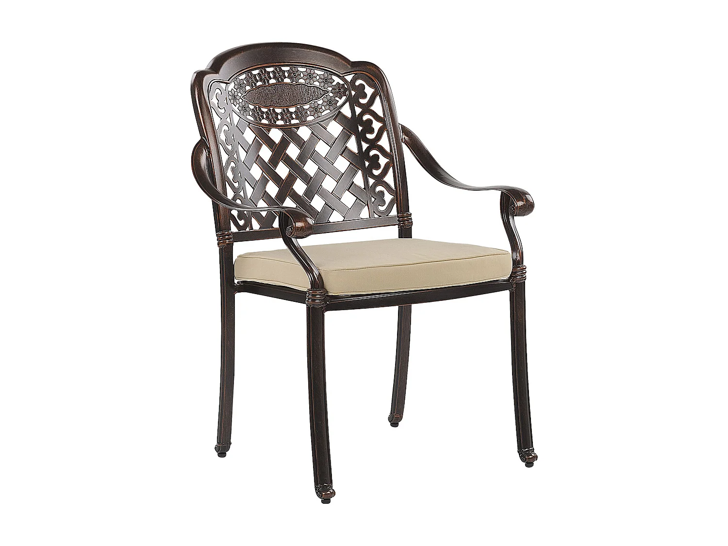 Zestaw 4 krzeseł ogrodowych z poduszkami MANFRIA Metal Ciemnobrązowy