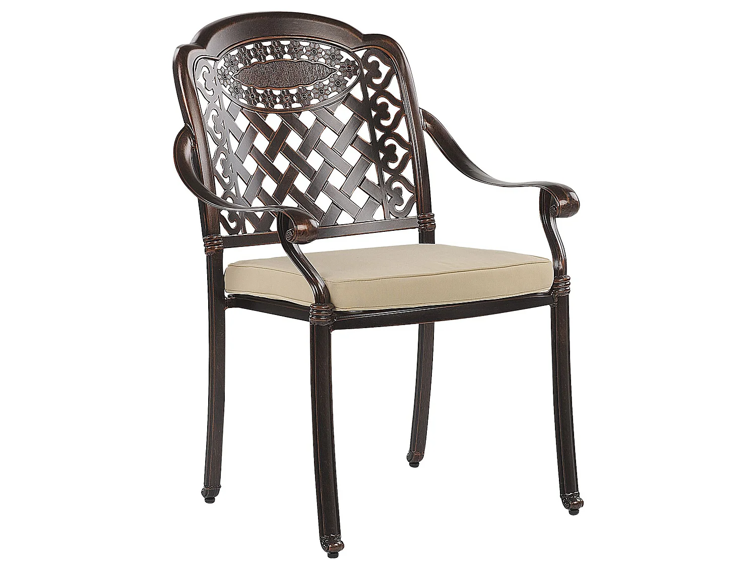Lot de 4 chaises de jardin avec coussins MANFRIA Métal Marron foncé