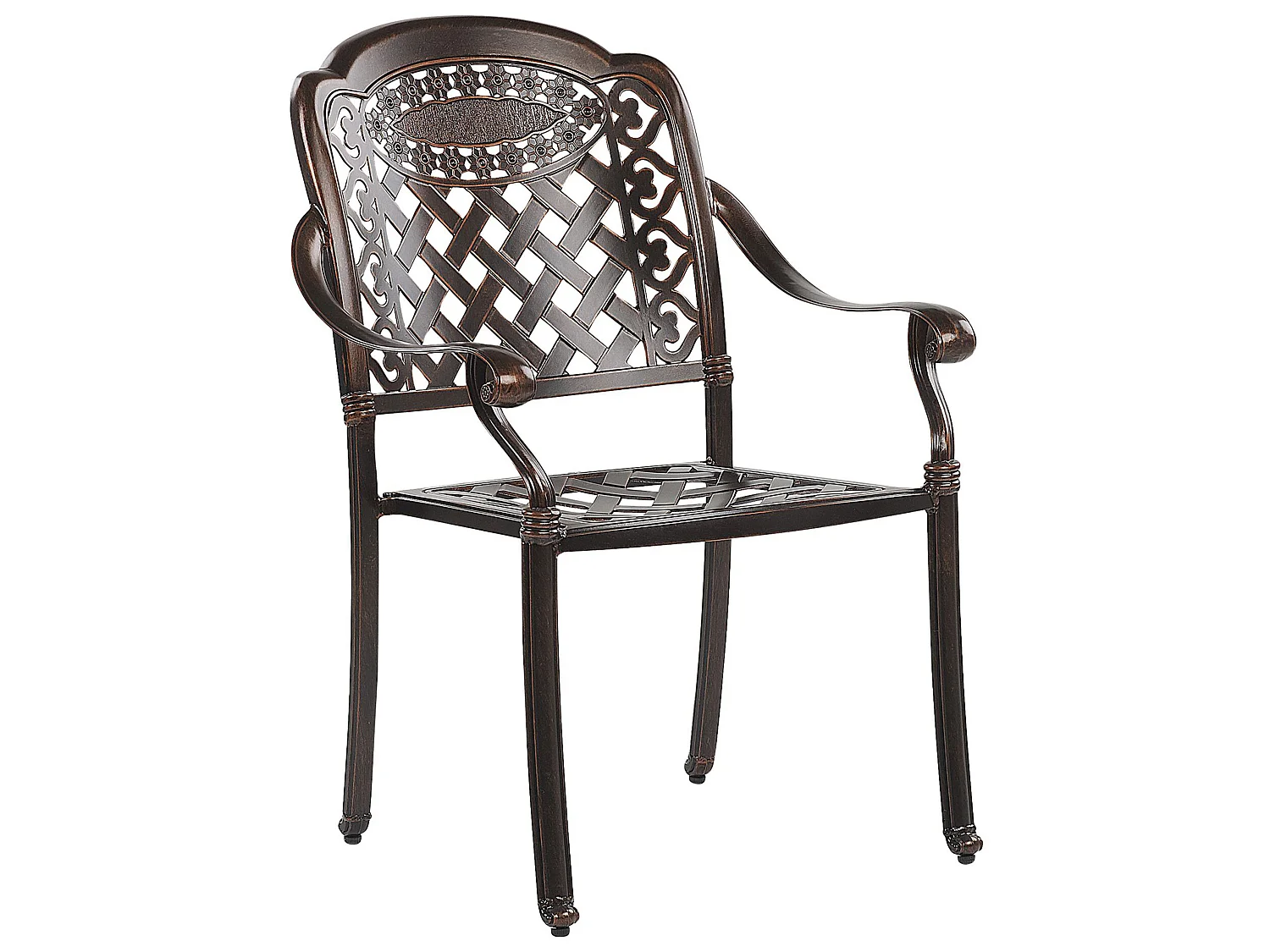 Lot de 4 chaises de jardin avec coussins MANFRIA Métal Marron foncé
