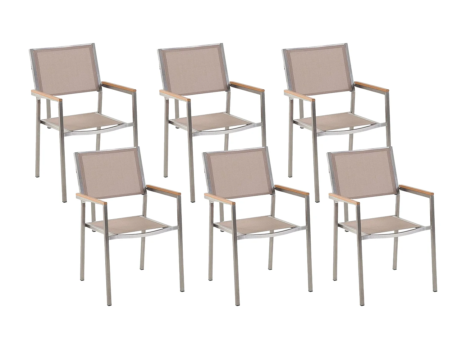 Lot de 6 chaises de jardin GROSSETO Acier inox Beige