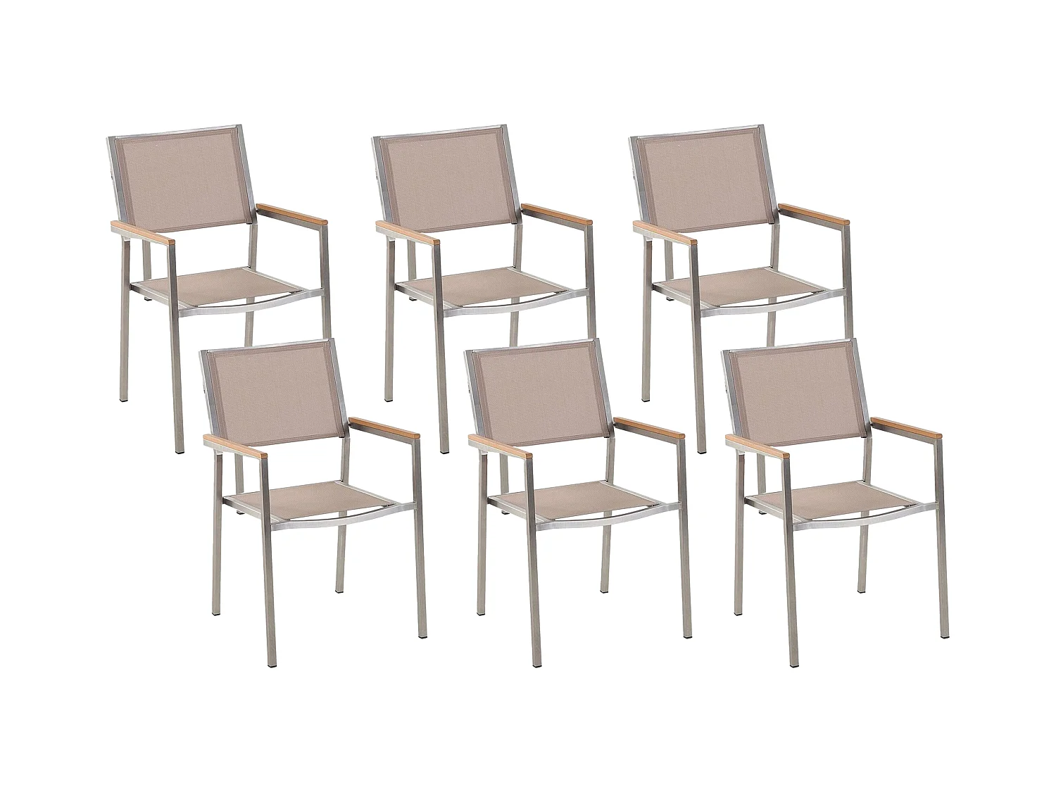 Lot de 6 chaises de jardin GROSSETO Acier inox Beige