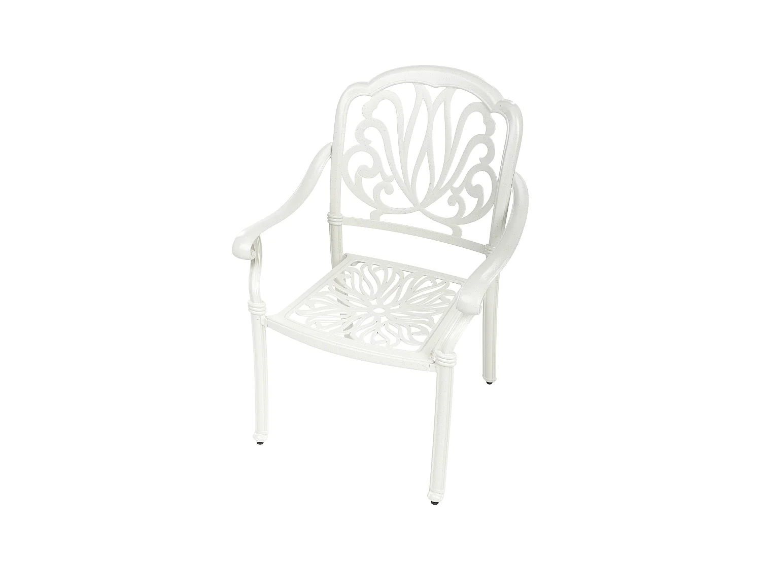 Gartenstuhl 4er Set Aluminium creme weiß mit Sitzkissen verschnörkelt Ancona