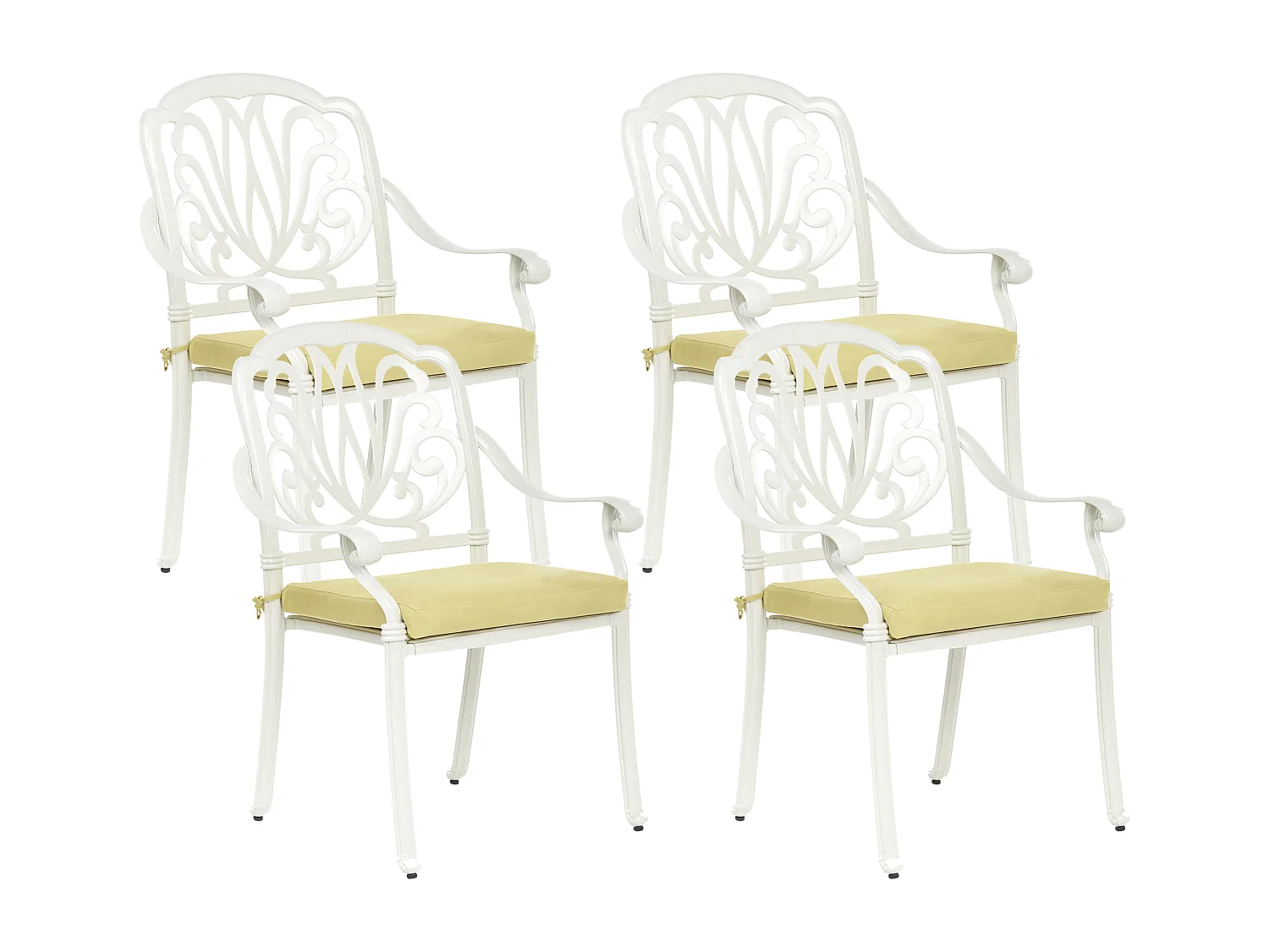 Conjunto de 4 sillas de jardín con cojines ANCONA Metal Blanco crema