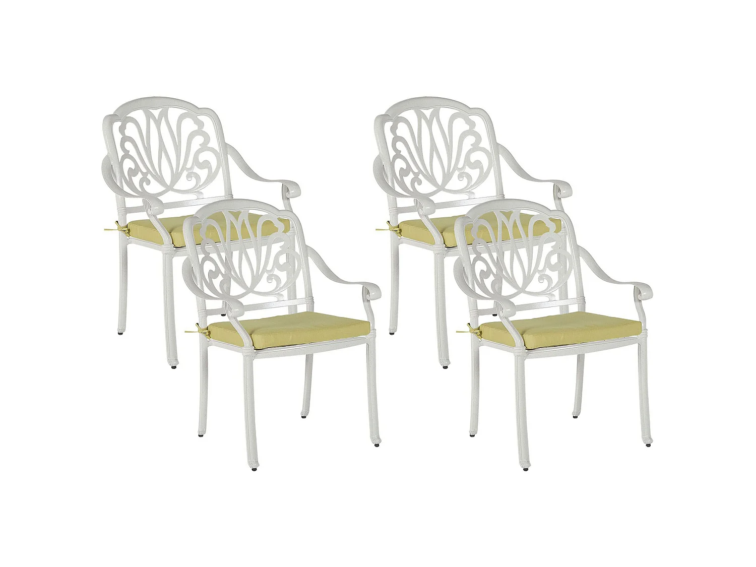 Lot de 4 chaises de jardin avec coussins ANCONA Métal Blanc cassé