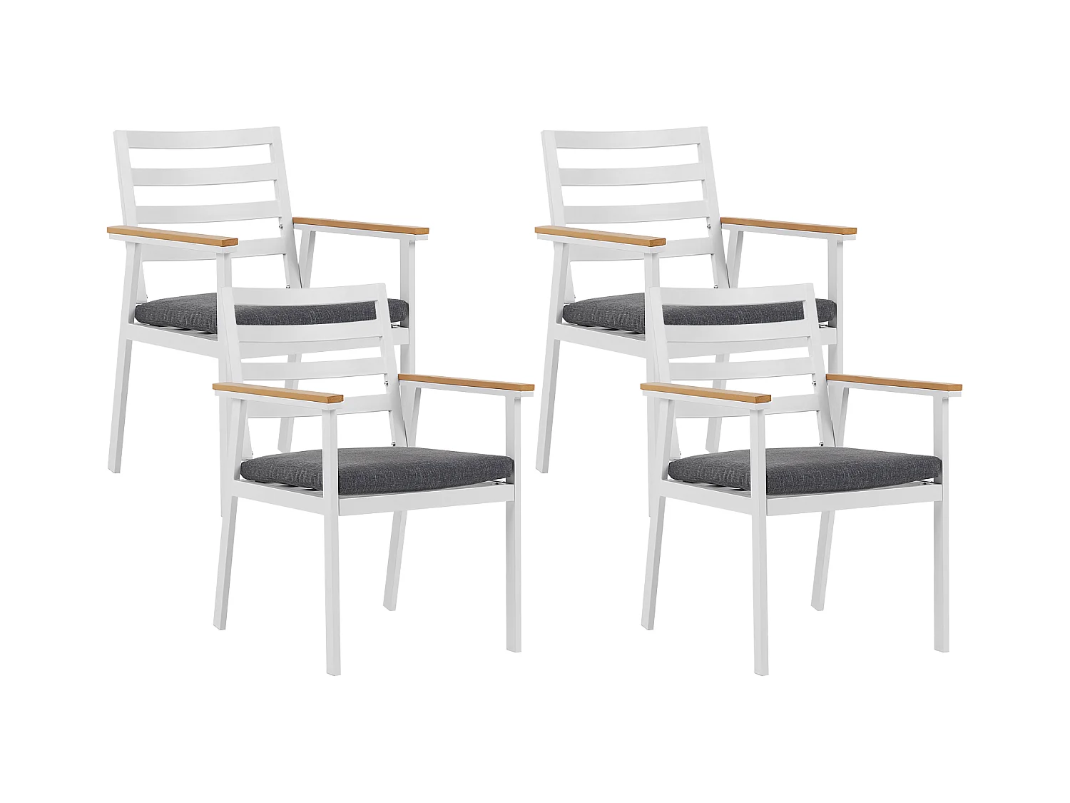 Lot de 4 chaises de jardin avec coussins CAVOLI Métal Gris