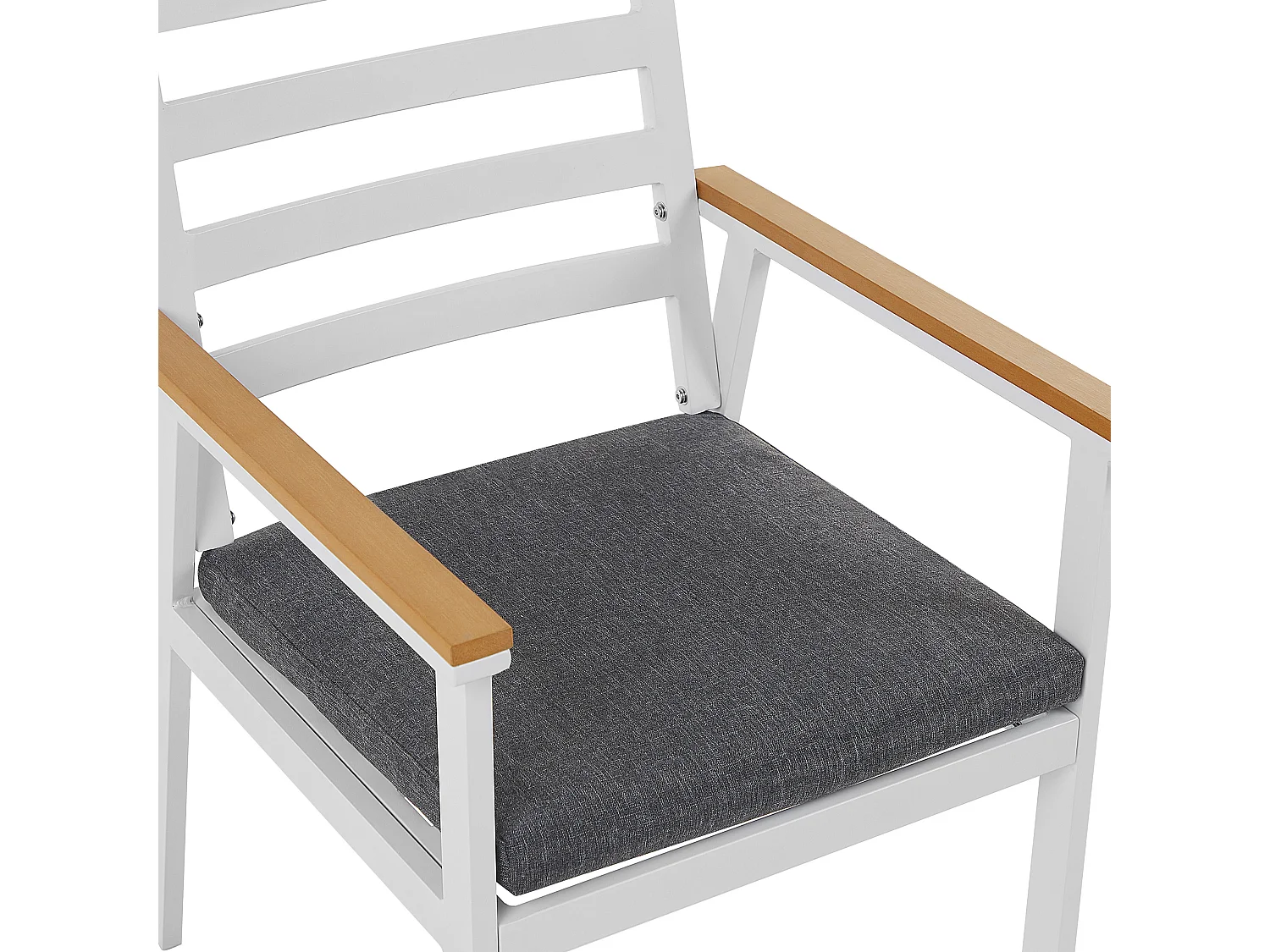 Stilvolles Gartenstuhl Set 4er Set in Weiß Aluminium graues Sitzkissen Cavoli