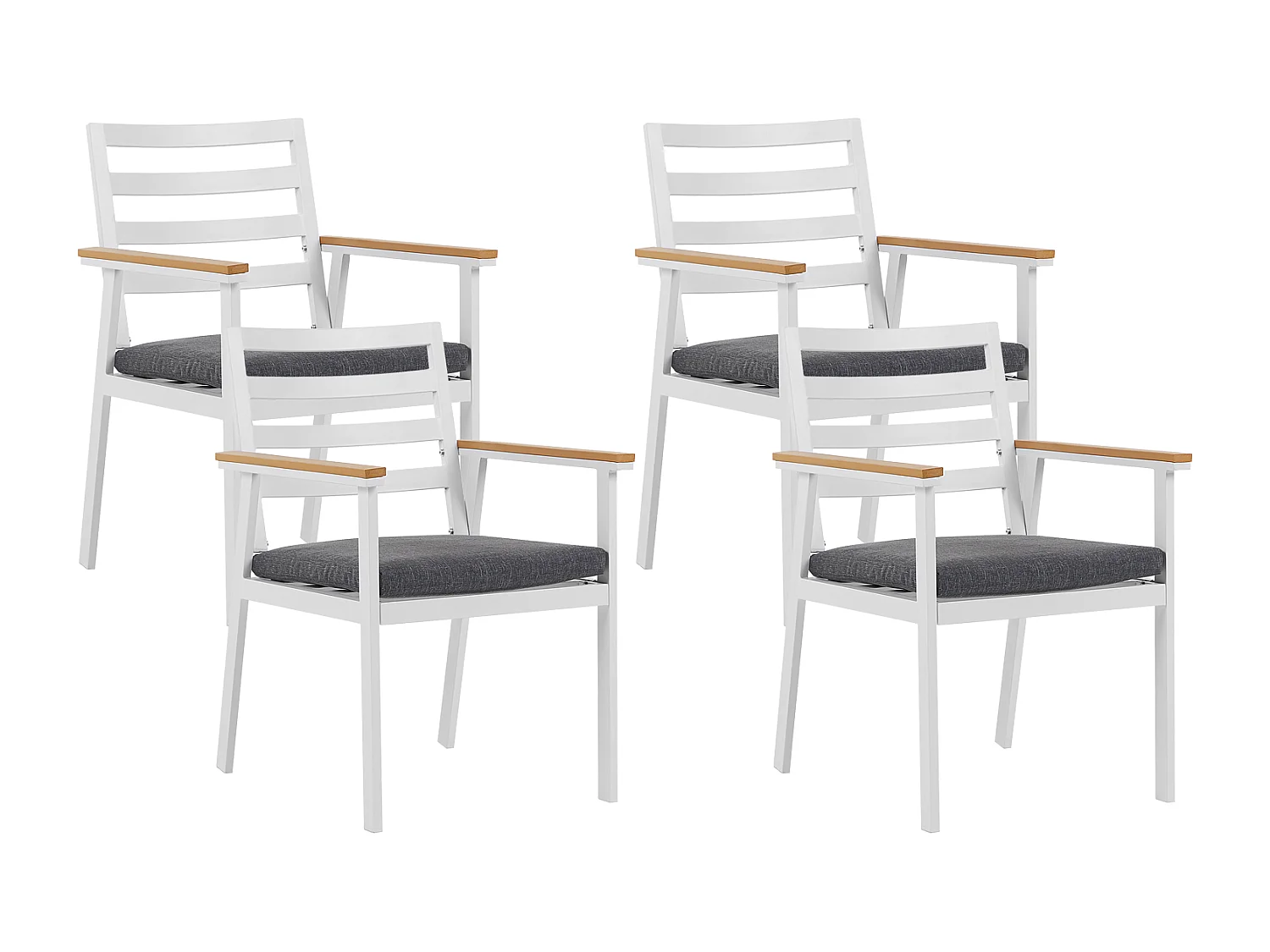 Conjunto de 4 sillas de jardín con cojines CAVOLI Metal Gris