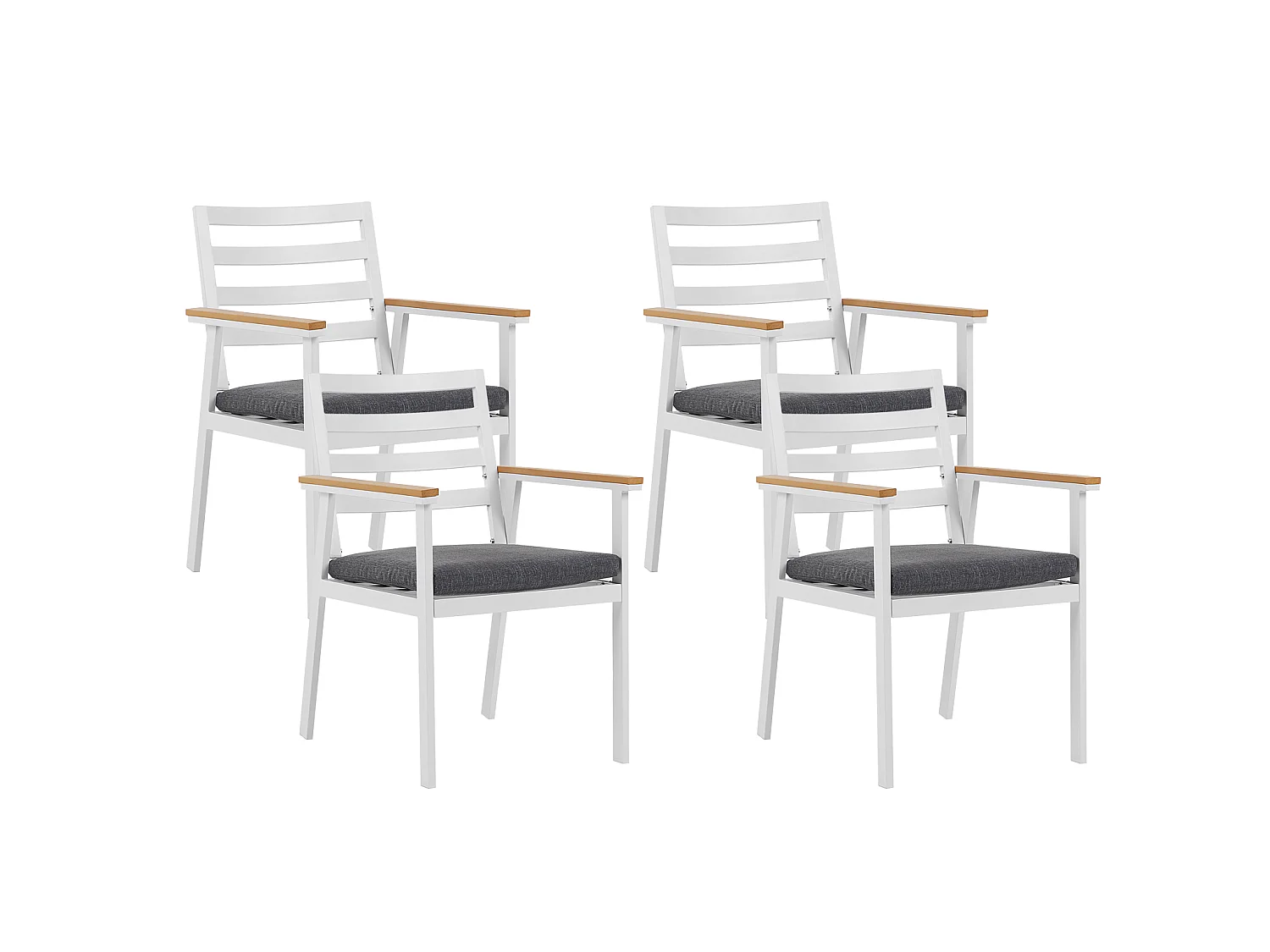 Lot de 4 chaises de jardin avec coussins CAVOLI Métal Gris