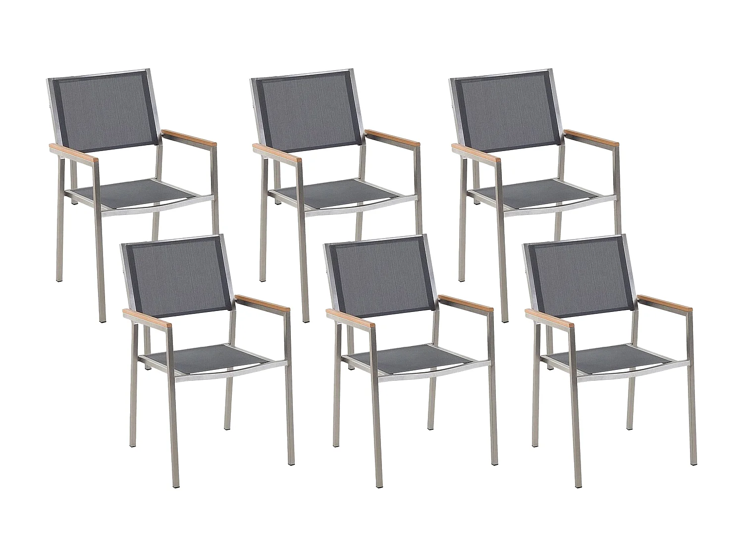 Lot de 6 chaises de jardin GROSSETO Acier inox Gris