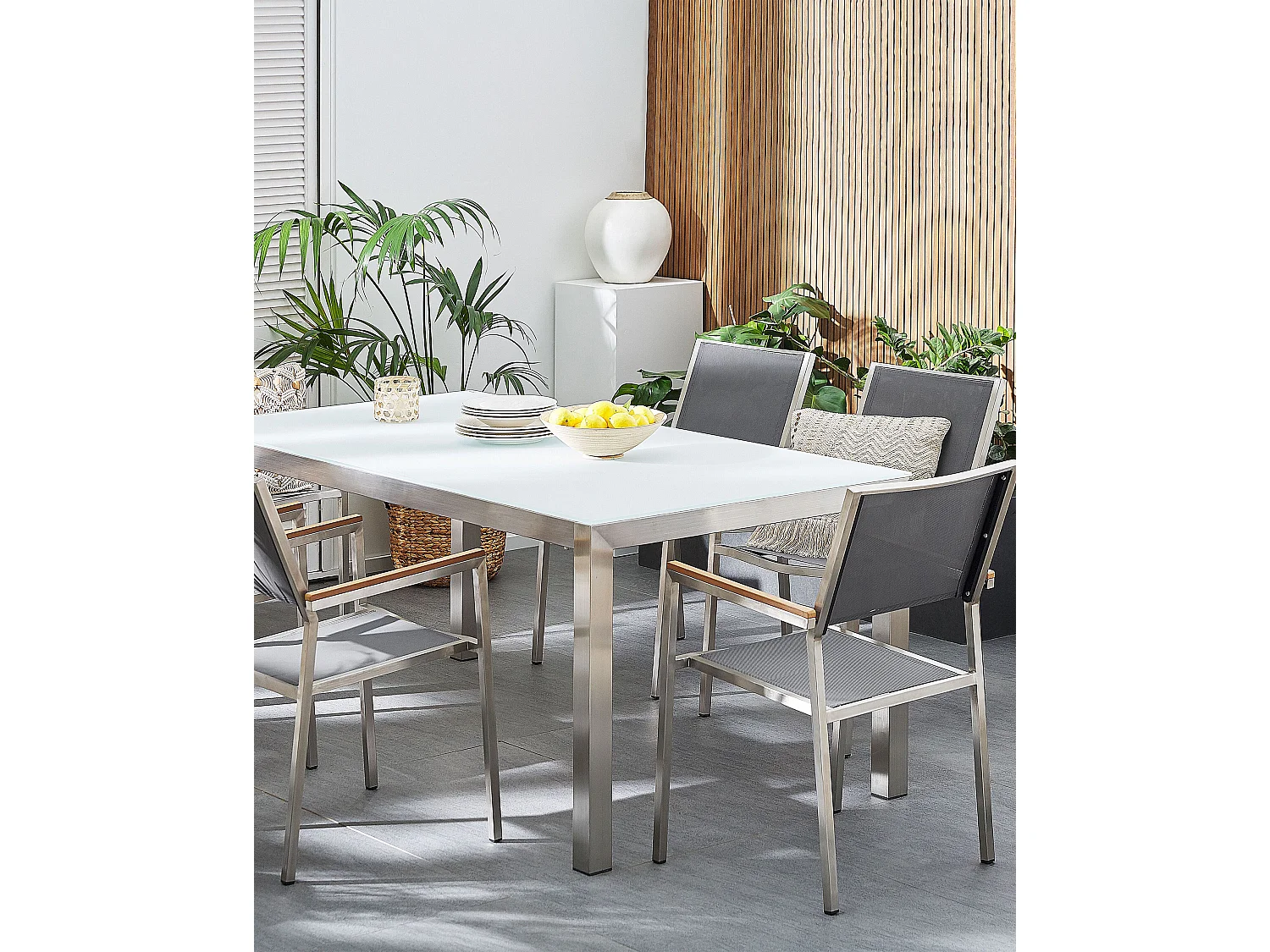 Lot de 6 chaises de jardin GROSSETO Acier inox Gris