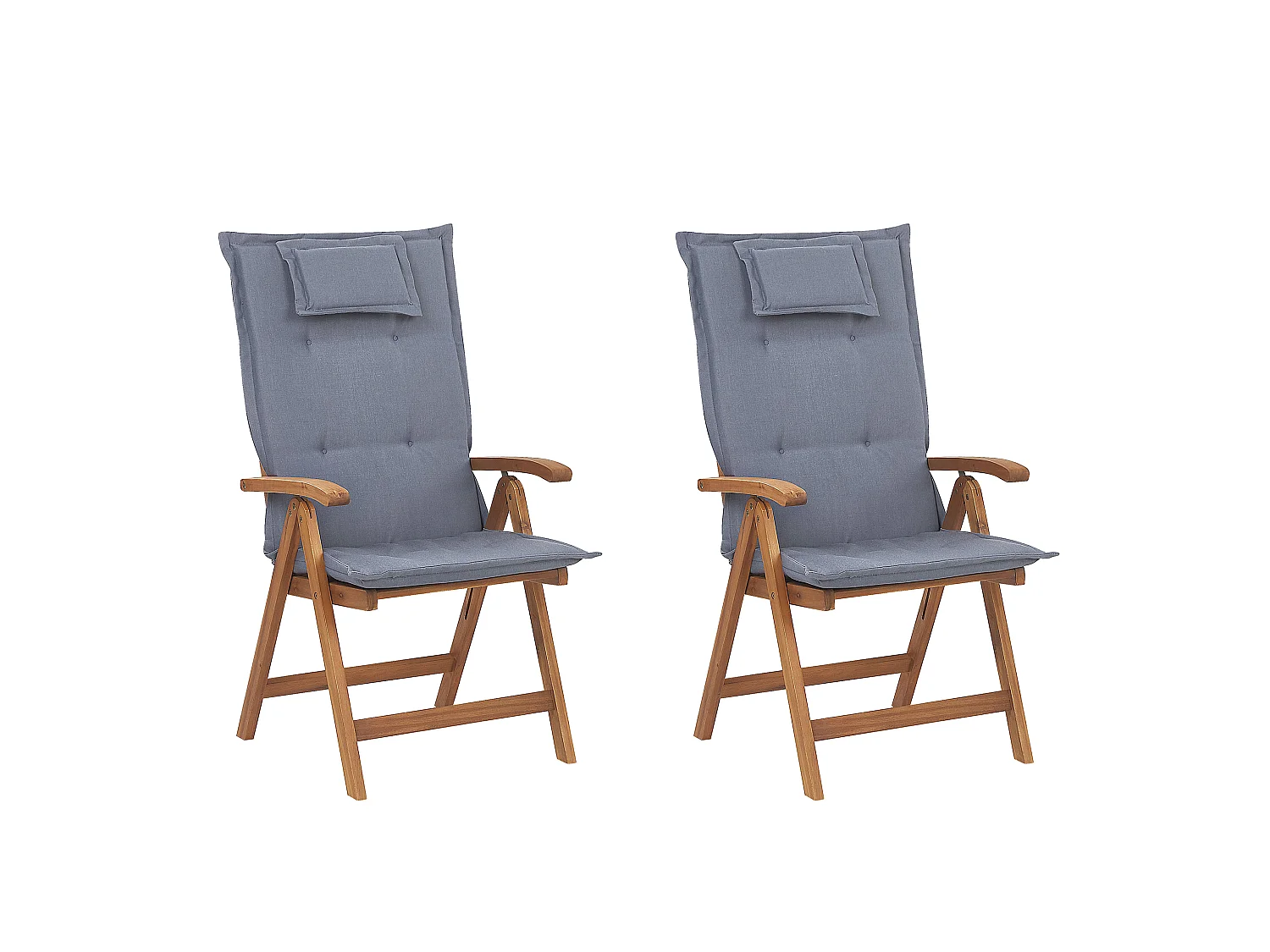 Lot de 2 chaises de jardin avec coussins JAVA Acacia Bleu