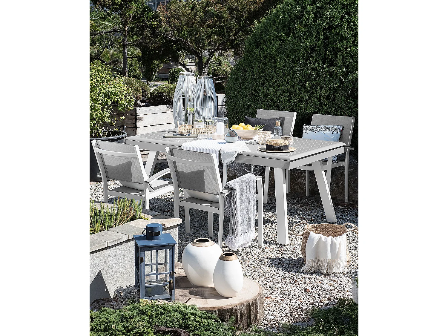 Conjunto de 4 cadeiras de jardim PERETA Metal Cinzento