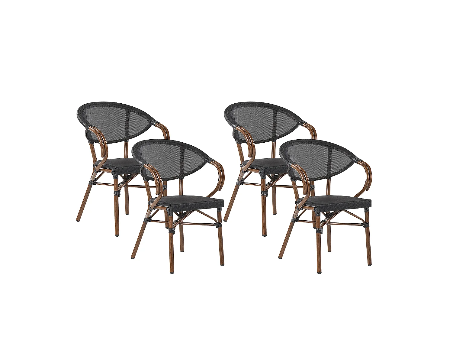 Lot de 4 chaises de jardin CASPRI Métal Noir