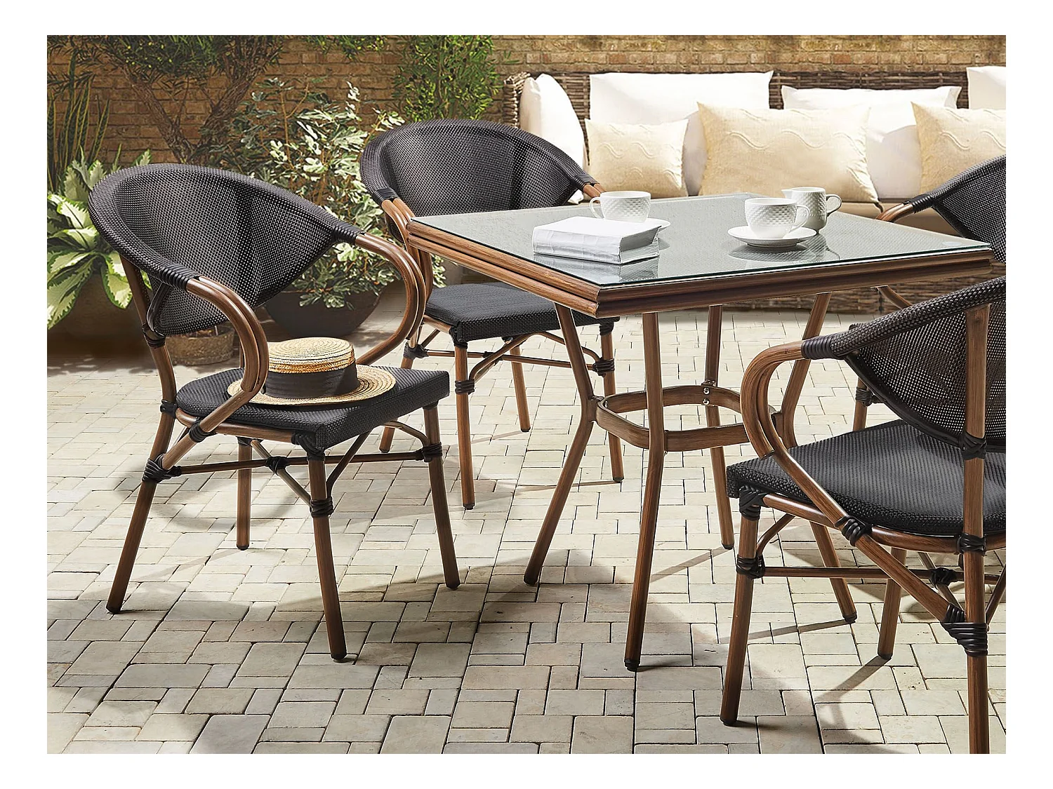 Conjunto de 4 sillas de jardín CASPRI Metal Negro