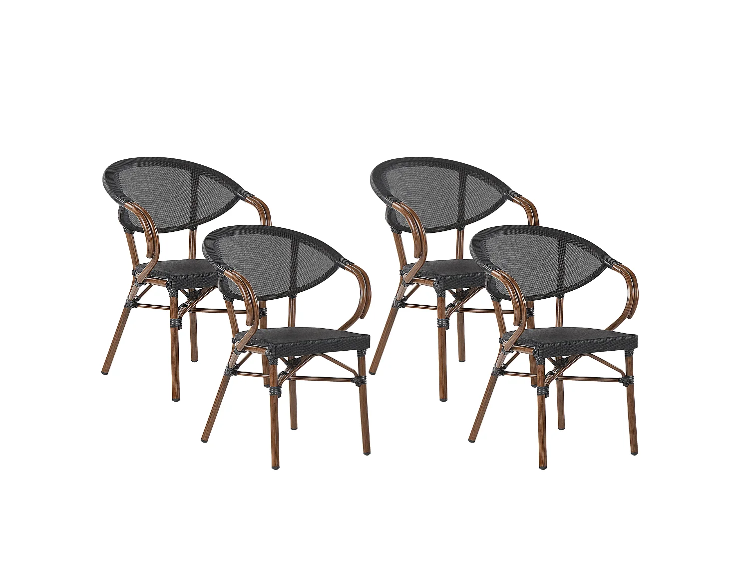 Lot de 4 chaises de jardin CASPRI Métal Noir