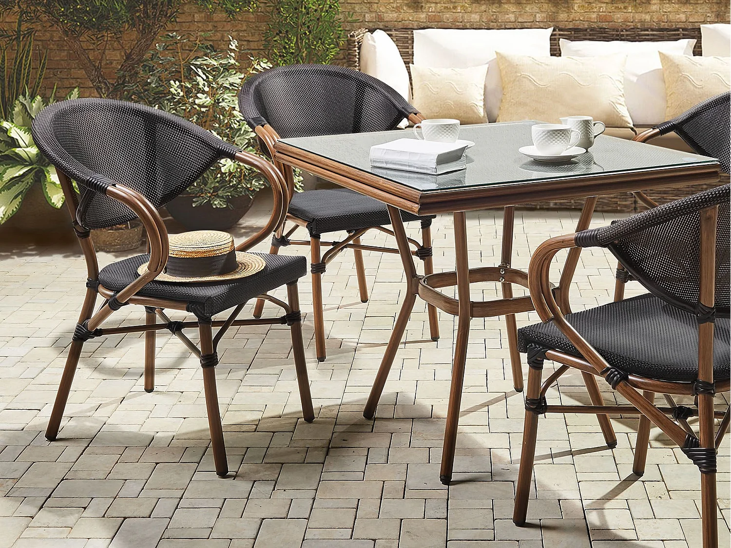 Lot de 4 chaises de jardin CASPRI Métal Noir