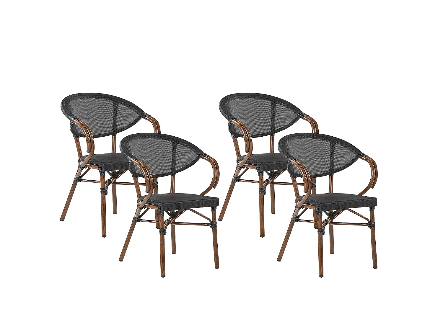 Set van 4 tuinstoelen CASPRI Metaal Zwart