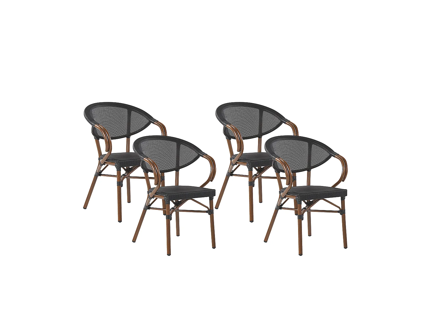Lot de 4 chaises de jardin CASPRI Métal Noir