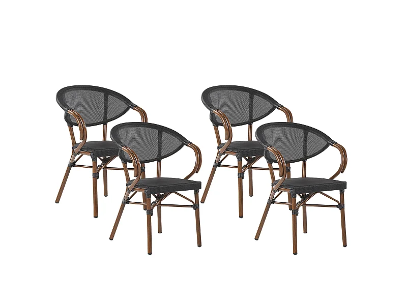 Lot de 4 chaises de jardin CASPRI Métal Noir
