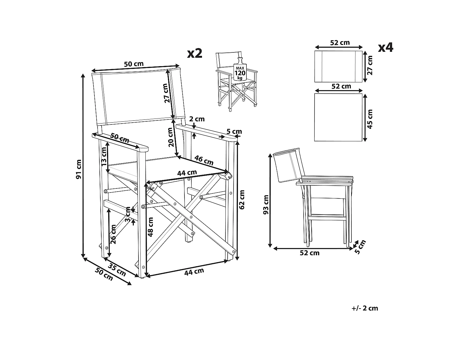 Zwei Gartenstühle helles Akazienholz Textil grau / bunt Fleckenmotiv Cine