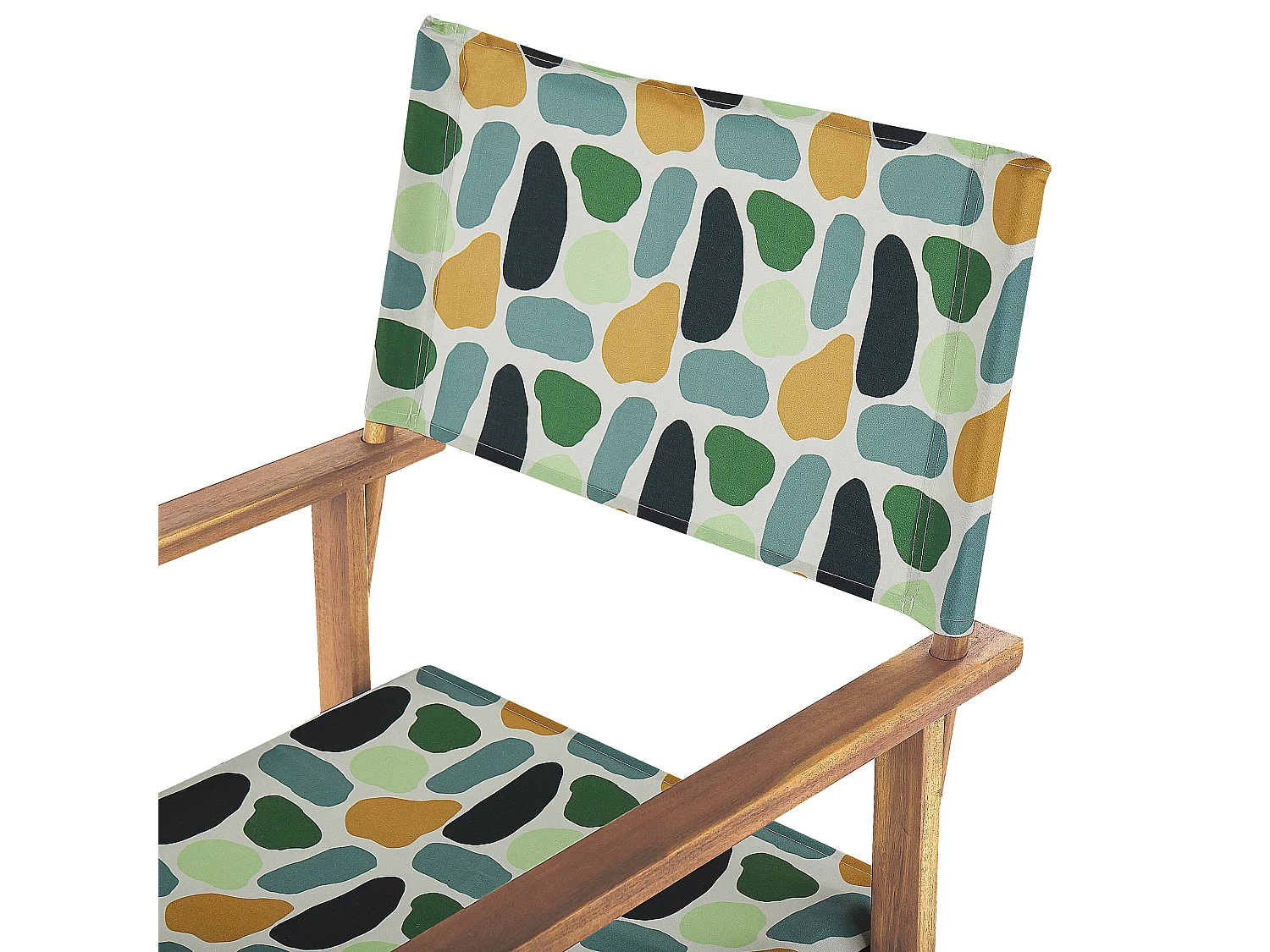 Zwei Gartenstühle helles Akazienholz Textil grau / bunt Fleckenmotiv Cine