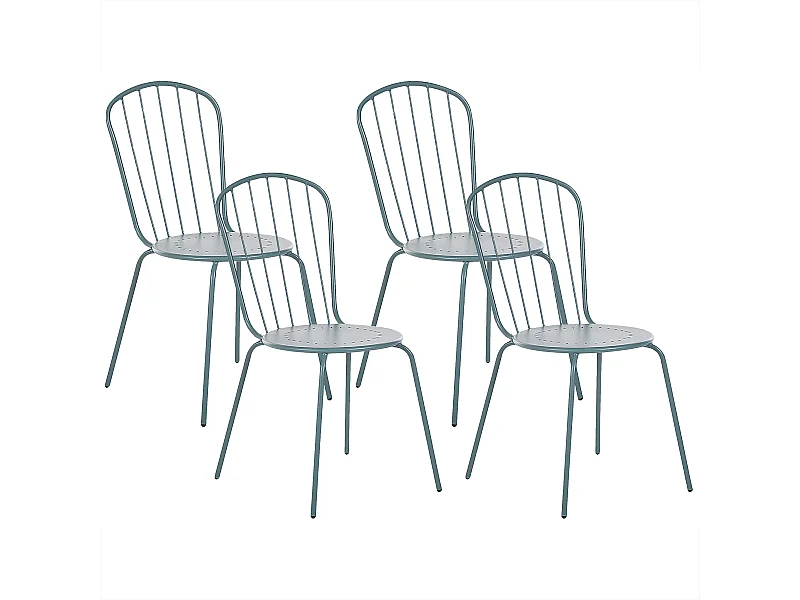 Elegantes Set bestehend aus 4 Gartenstühlen in Hellblau Metall Calvi