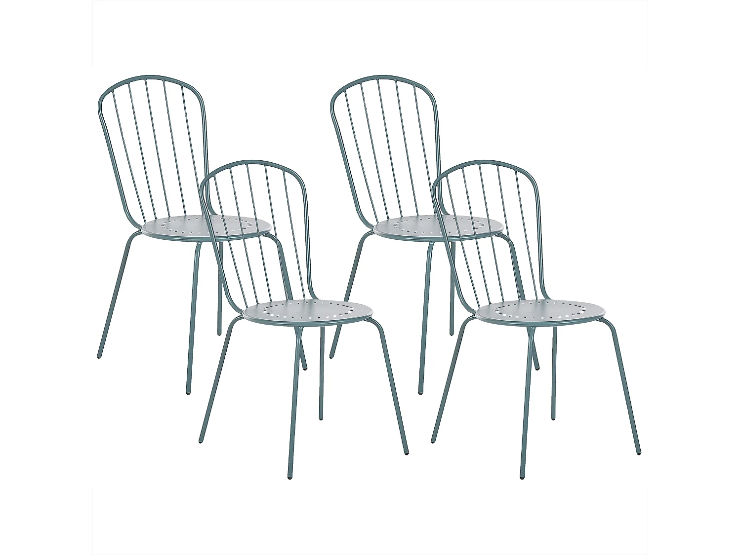Conjunto de 4 cadeiras de jardim CALVI Metal Azul claro