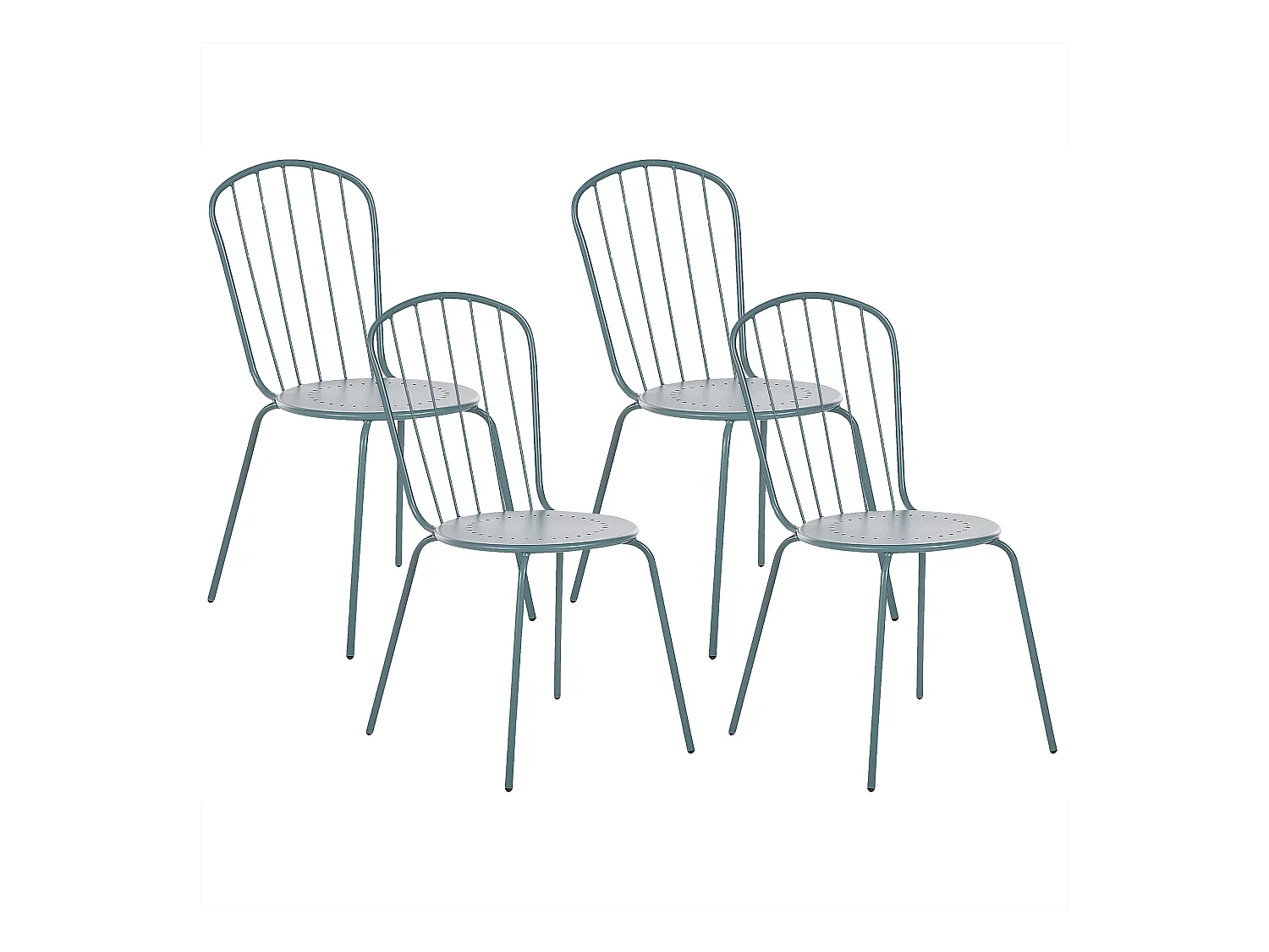 Lot de 4 chaises de jardin CALVI Métal Bleu clair