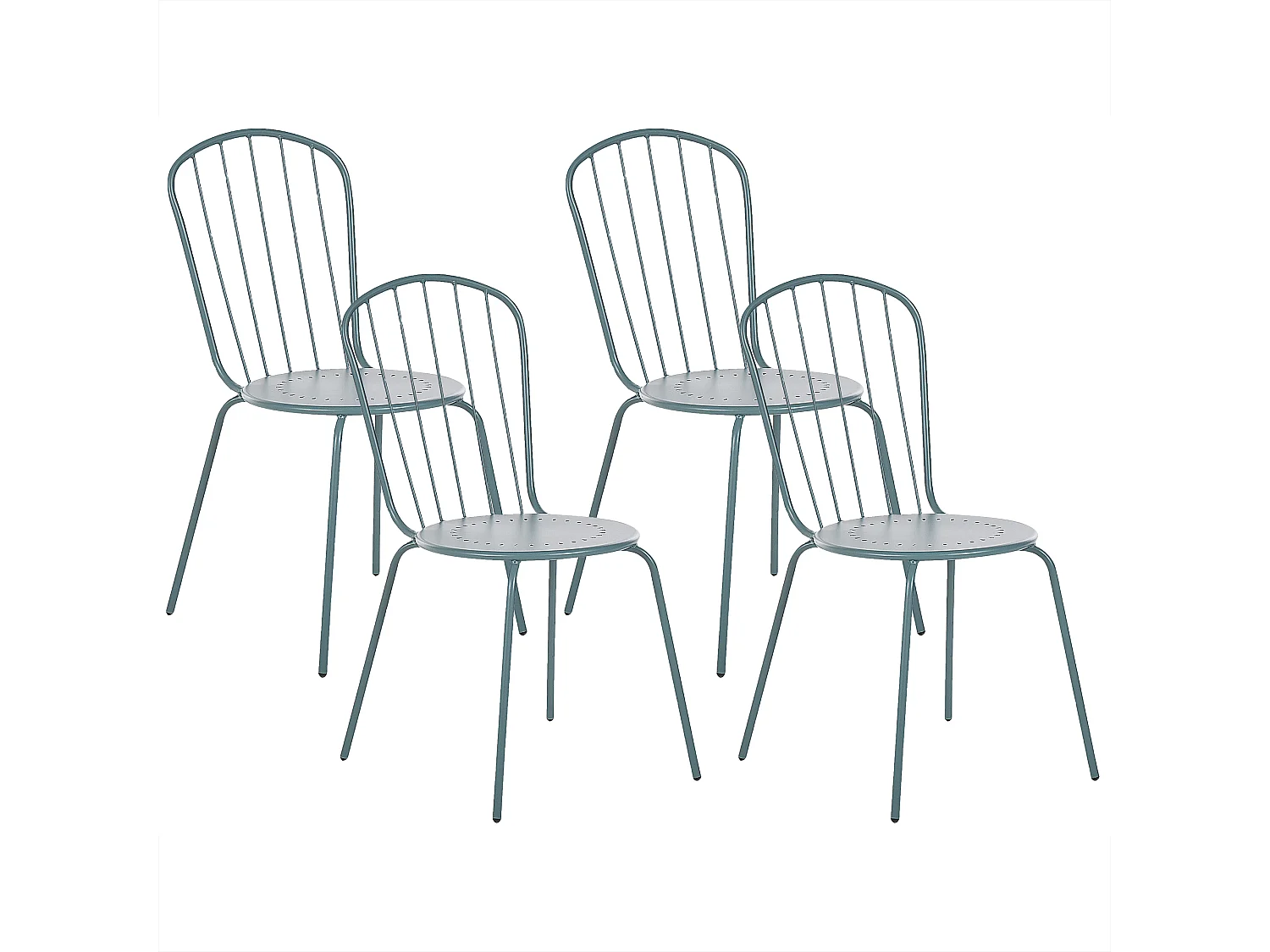 Conjunto de 4 cadeiras de jardim CALVI Metal Azul claro