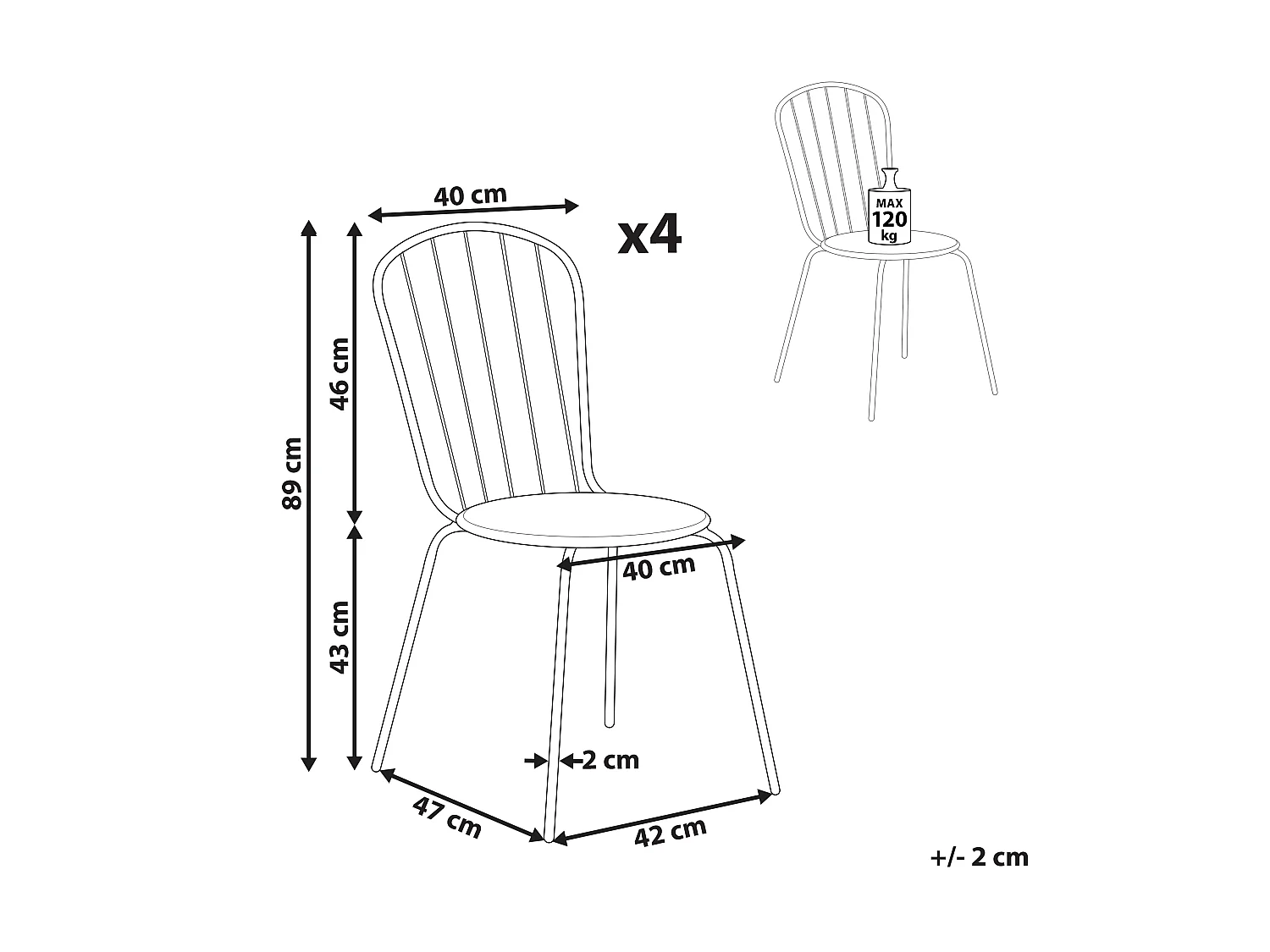 Set di 4 sedie da giardino CALVI Metallo Azzurro