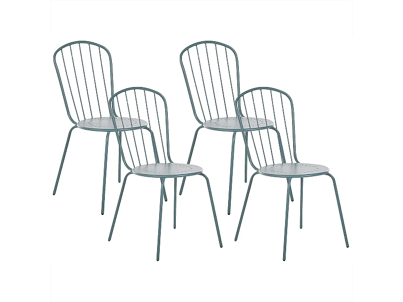 Conjunto de 4 cadeiras de jardim CALVI Metal Azul claro