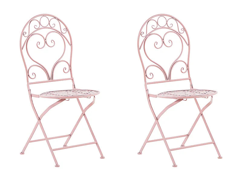 Lot de 2 chaises de jardin ALBINIA Métal Rose